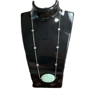 Vintage natural ore turquoise on sterling silver chain